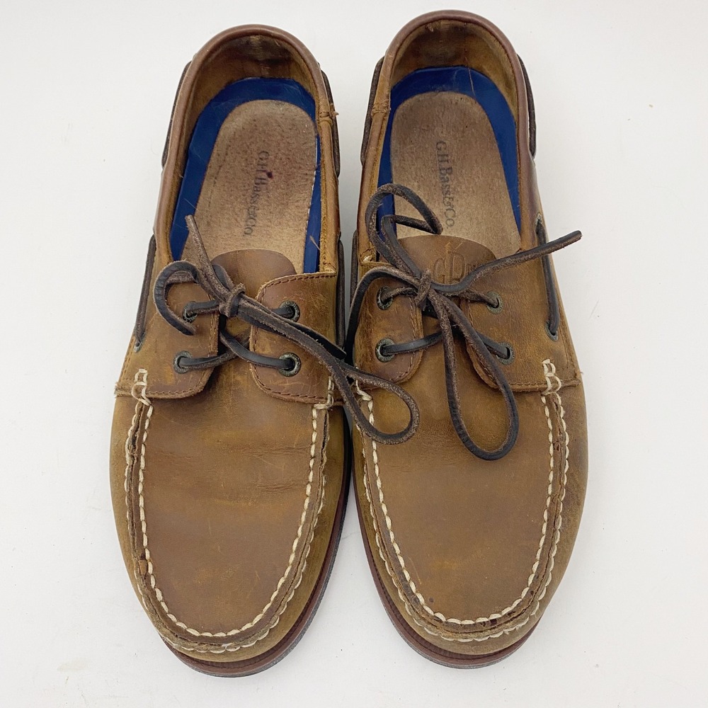 G.H. Bass Hampton Leather Lace Up Boat Shoes Mens 10.5M Brown - Picture 2 of 9